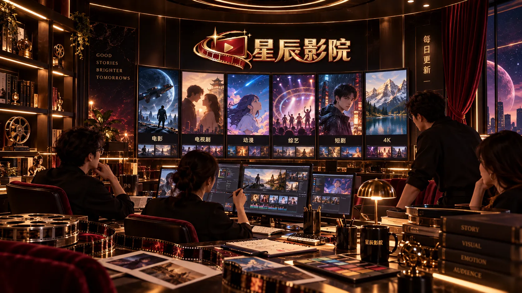 星辰影院影视内容编辑与产品团队场景 · 用清晰分类与审慎信息连接作品和观众主题图1