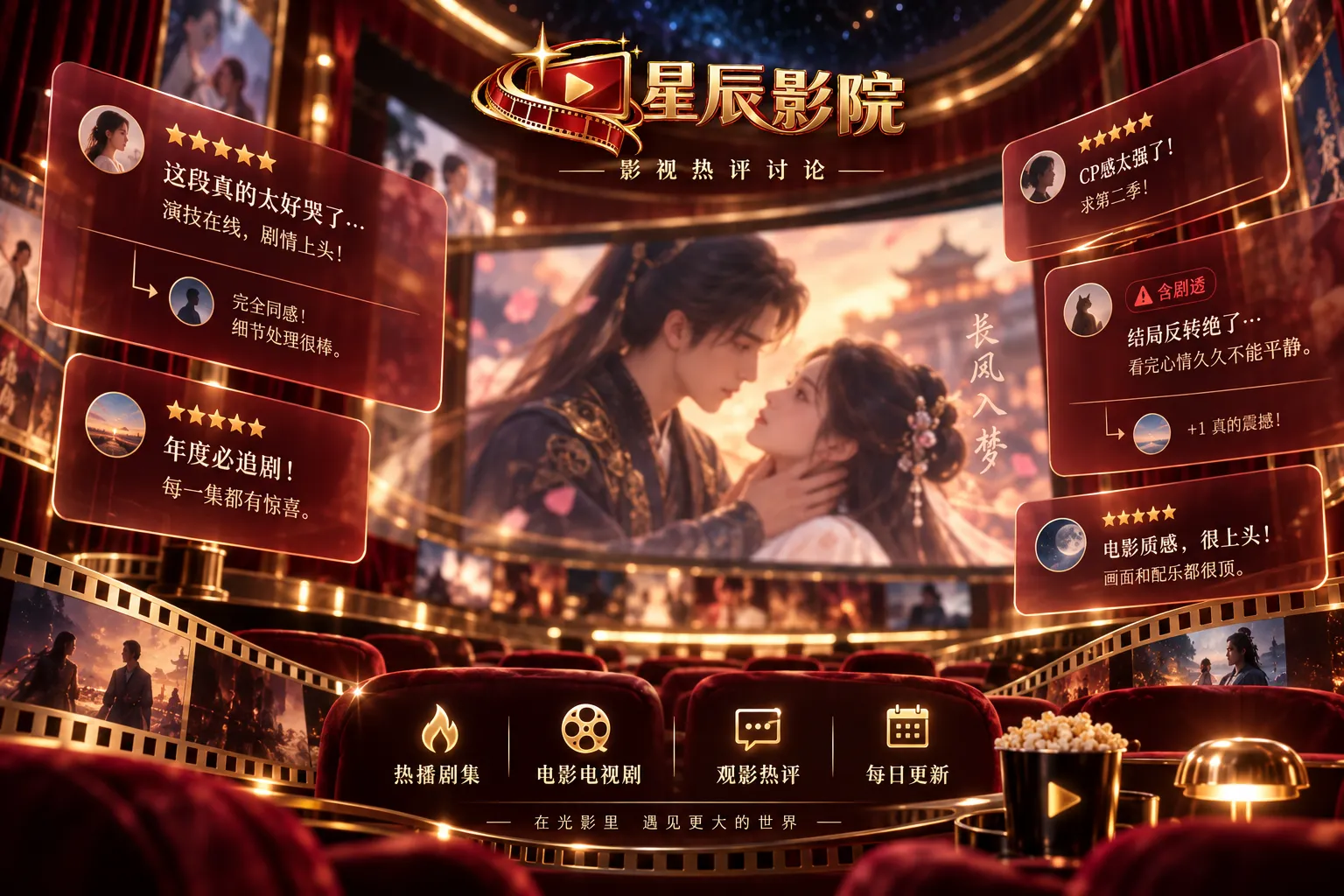 星辰影院影视热评与回复界面 · 从片单到追剧日历，把观影交流放回作品本身主题图3